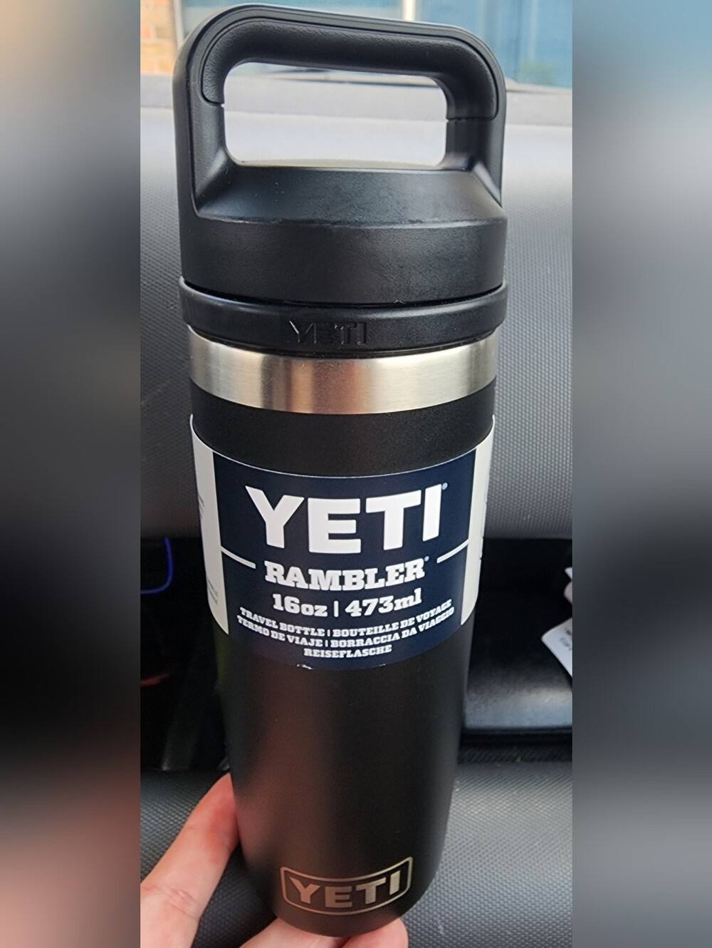 YETI Rambler 16oz Travel Bottle - Black Glass Top NEW